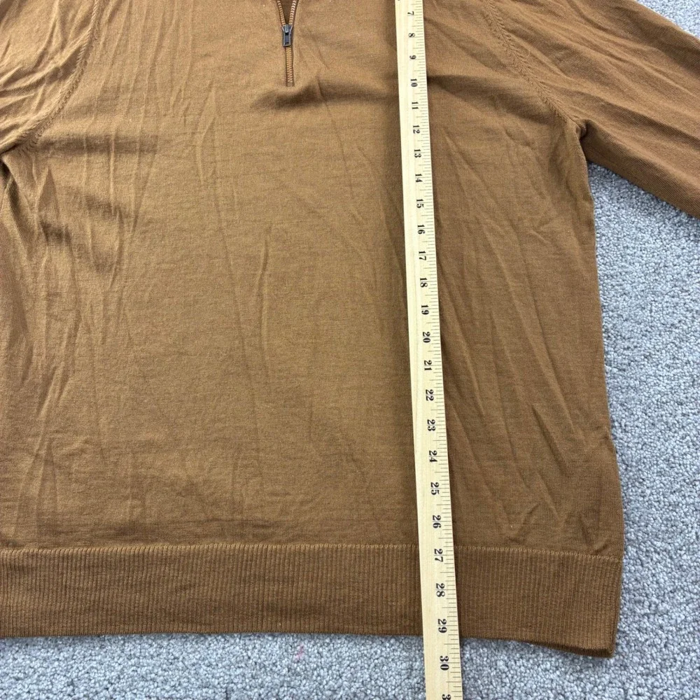 Paris Sunday Mens XL Brown Wool Blend 1/4 Zip Mock Neck Pullover Career Academia